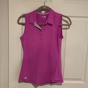 Adidas sleeveless fushia collared golf shirt